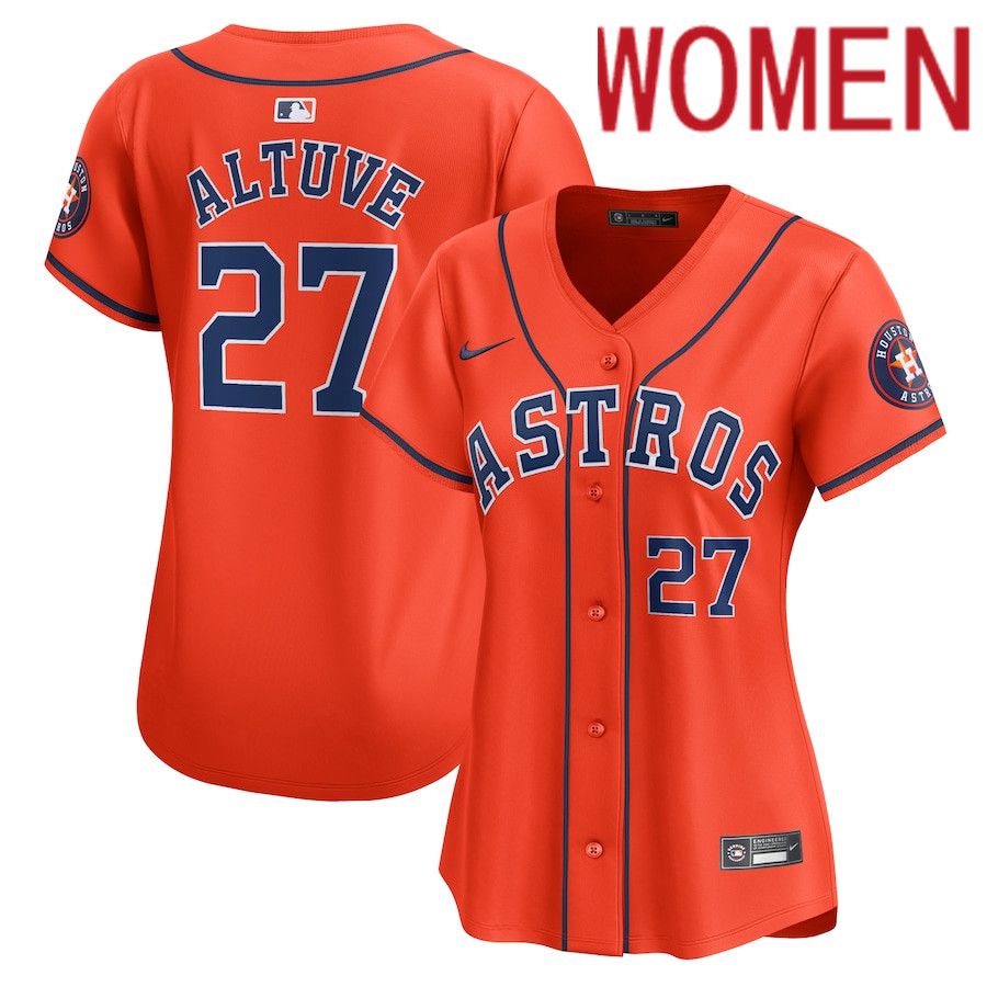 Women Houston Astros #27 Jose Altuve Nike Orange Alternate Limited Player MLB Jersey->women mlb jersey->Women Jersey